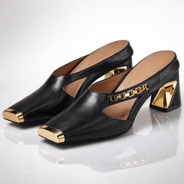 Monaco Gold Mule Heel