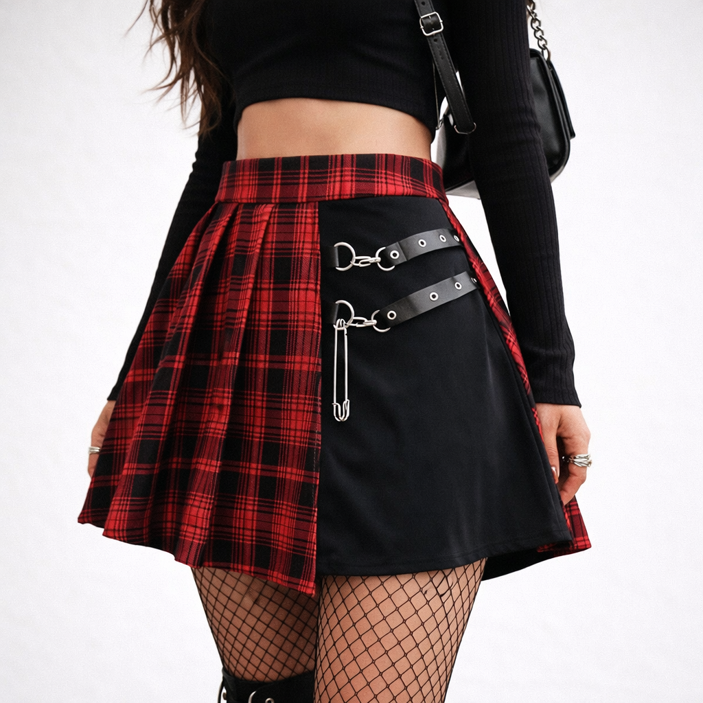 Anarchy Plaid Buckle Skirt
