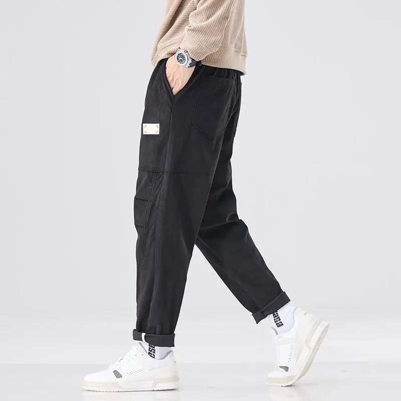 Autumn Winter Men Joggers Harem Pants Japanese Retro Corduroy Trousers Baggy Y2K Sweatpants Versatile 2025 Harajuku Clothe Trend