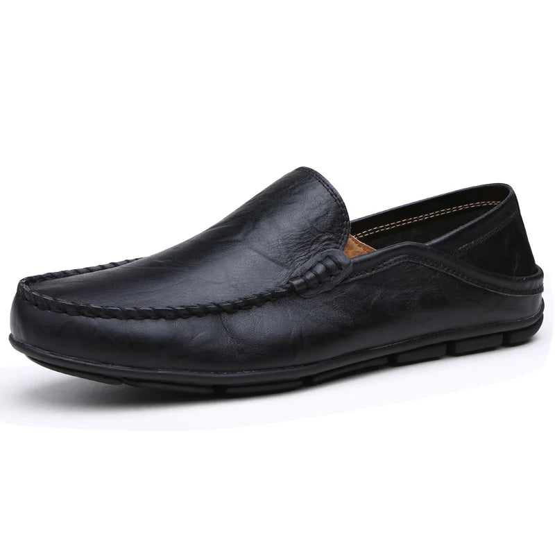 Genuine Leather Men Shoes Casual Luxury Brand Formal Mens Loafers Breathable Slip on Male Boat Shoes Plus Size
