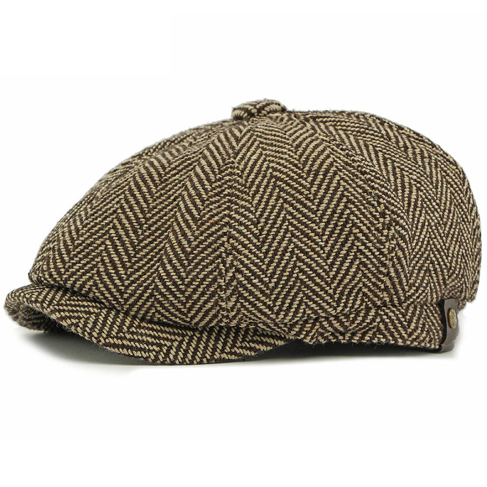 HT4835 Berets Autumn Winter Beret Hat Vintage Striped Octagonal Cap Male Female Ivy Flat Cap Artist Painter Adjustable Beret Cap