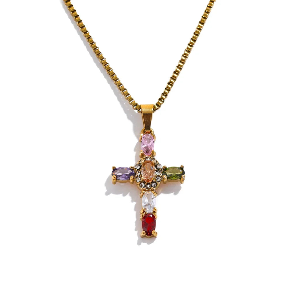 "Heavenly Fire" Cross Necklace