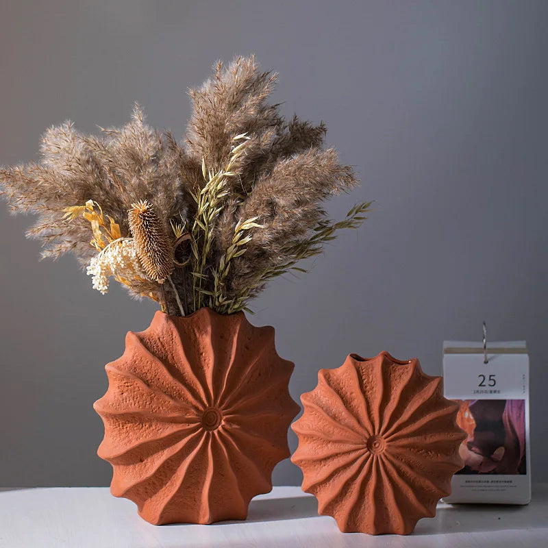 Terracotta Sunburst Vase