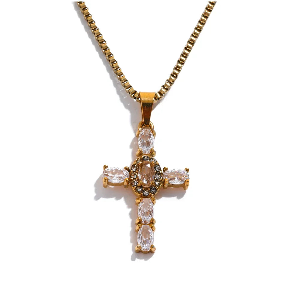 "Heavenly Fire" Cross Necklace