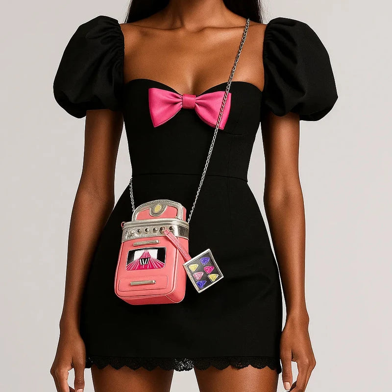 Fashionable Pink Crossbody Bag Brand Designer Phone Bag Cartoon Box Chain Shoulder Bag Mini Casual Small Square Bag Small Wallet