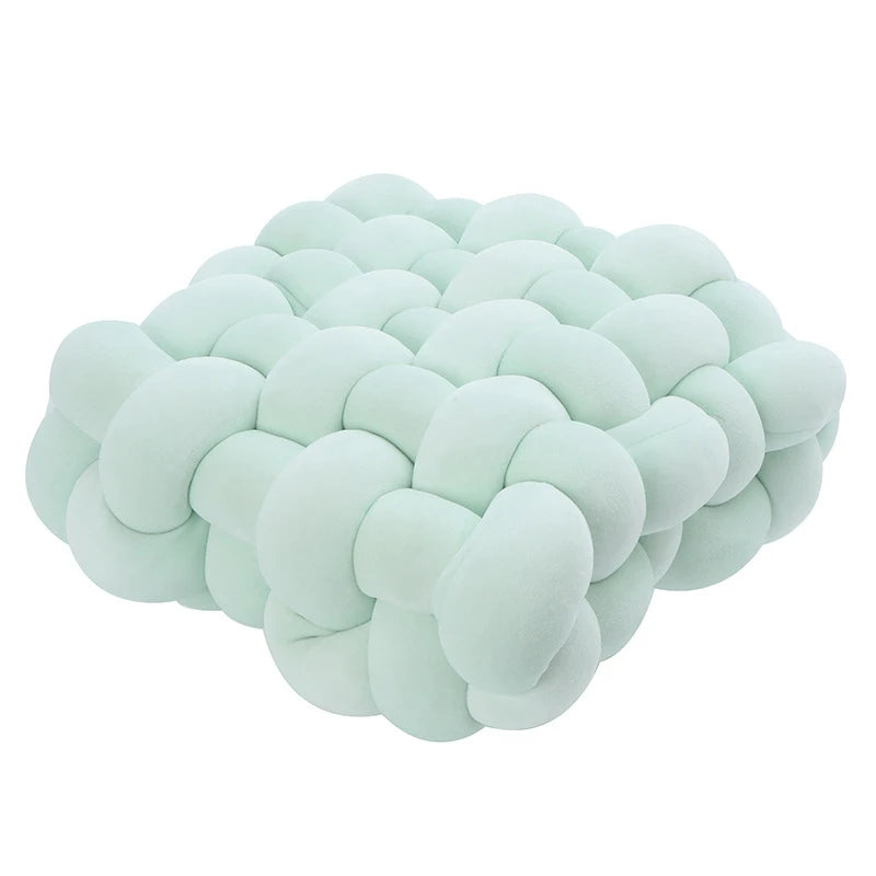 Green Square Knotted Plush Throws Soft Accent Pillows Decoration Cushion for Couch Home Office Living Room Bedroom Christmas