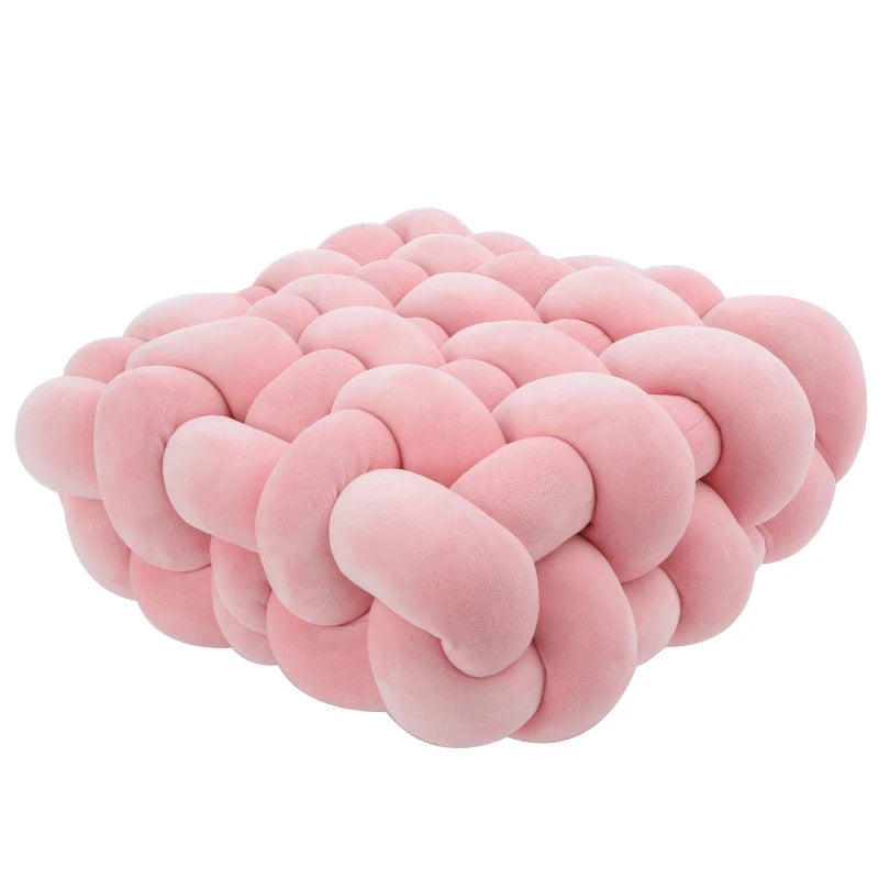 Green Square Knotted Plush Throws Soft Accent Pillows Decoration Cushion for Couch Home Office Living Room Bedroom Christmas