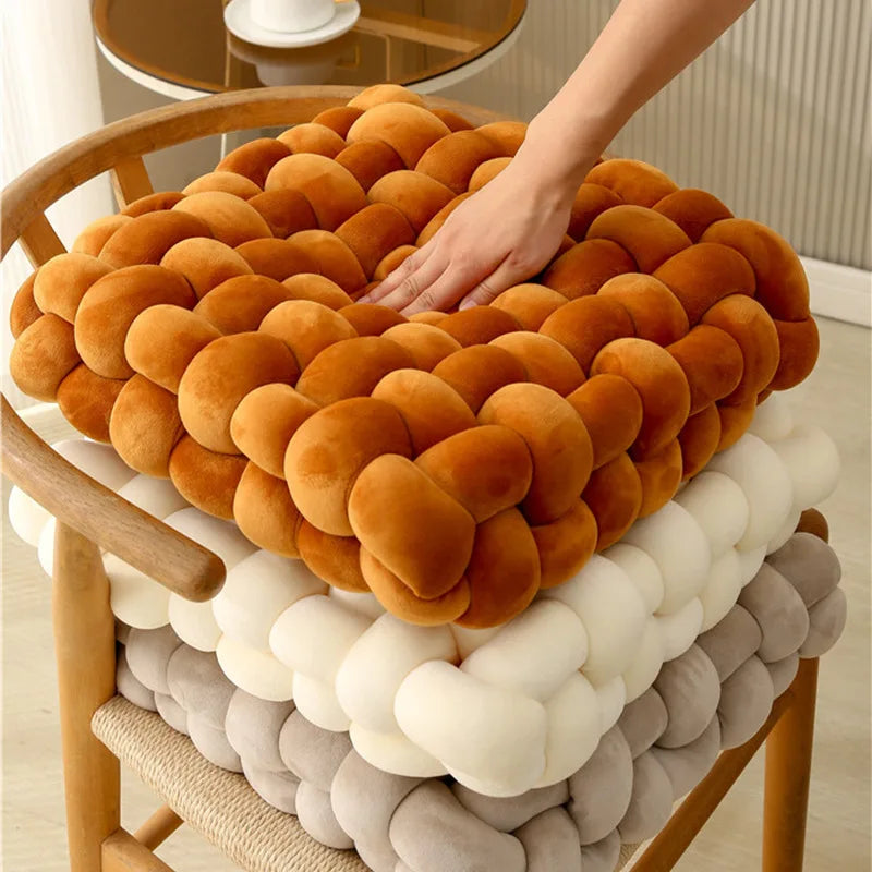 Green Square Knotted Plush Throws Soft Accent Pillows Decoration Cushion for Couch Home Office Living Room Bedroom Christmas