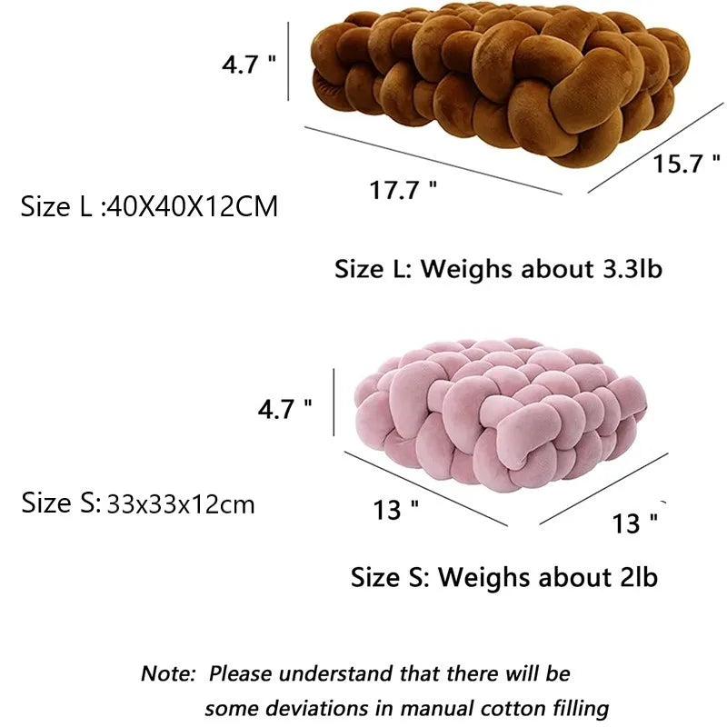 Green Square Knotted Plush Throws Soft Accent Pillows Decoration Cushion for Couch Home Office Living Room Bedroom Christmas