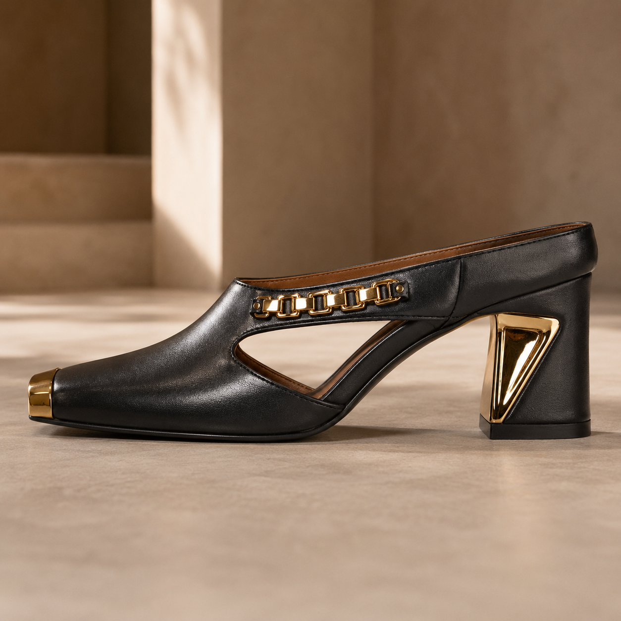 Monaco Gold Mule Heel