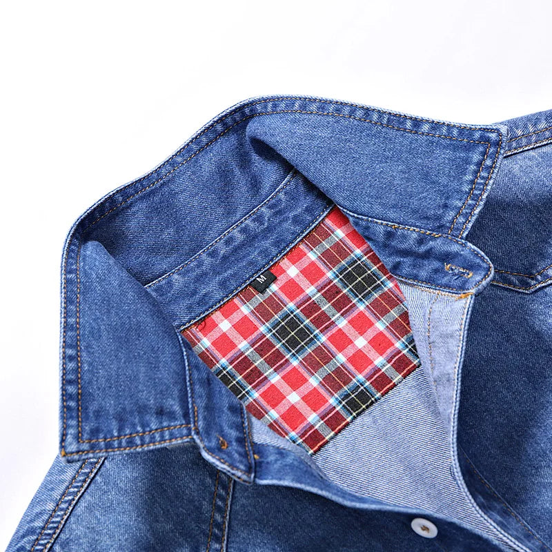 Men's Plaid Lined Denim Shirt