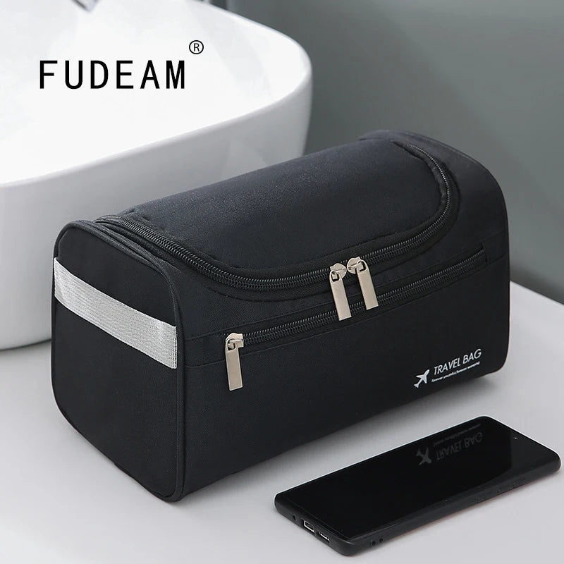 FUDEAM Polyester Men Business Portable Storage Bag Toiletries Organizer Women Travel Cosmetic Bag Hanging Waterproof Wash Pouch