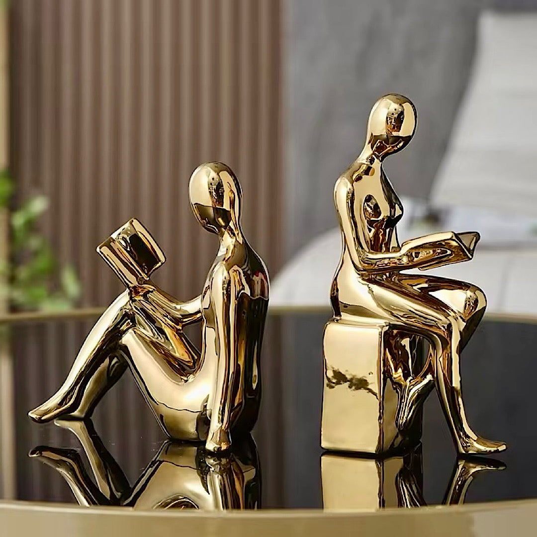 Reflective Bookend Figurines