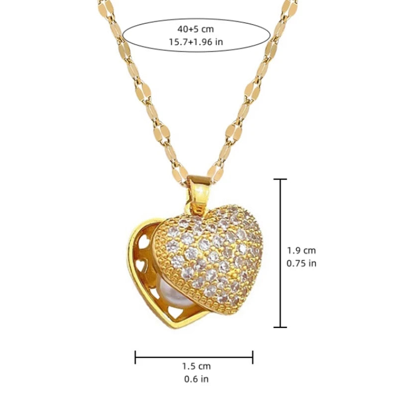 Heart & Shell Locket Gold Necklace
