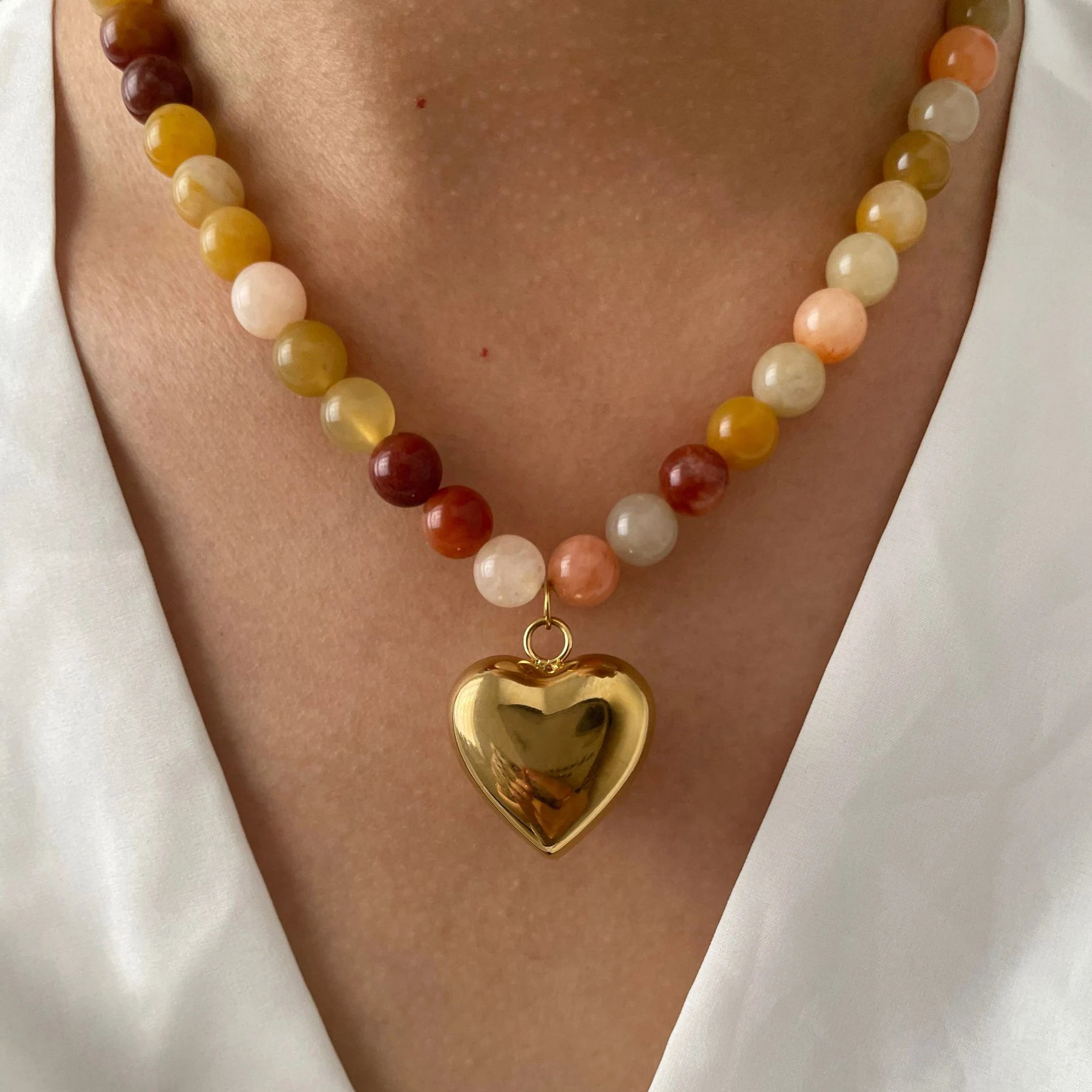 Aurora Stone Heart Necklace