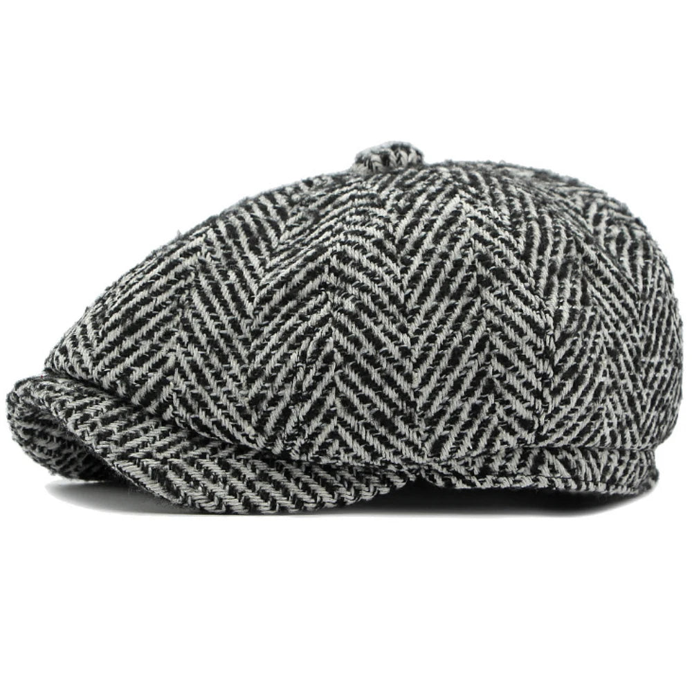 HT4835 Berets Autumn Winter Beret Hat Vintage Striped Octagonal Cap Male Female Ivy Flat Cap Artist Painter Adjustable Beret Cap