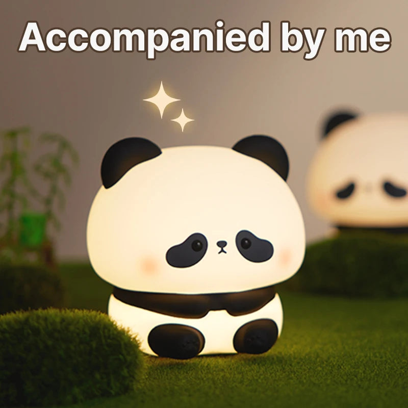 Panda LED Night Light Cute Silicone Night Light USB Rechargeable Touch Night Lamp Bedroom Timing Lamp Decoration Children's Gift