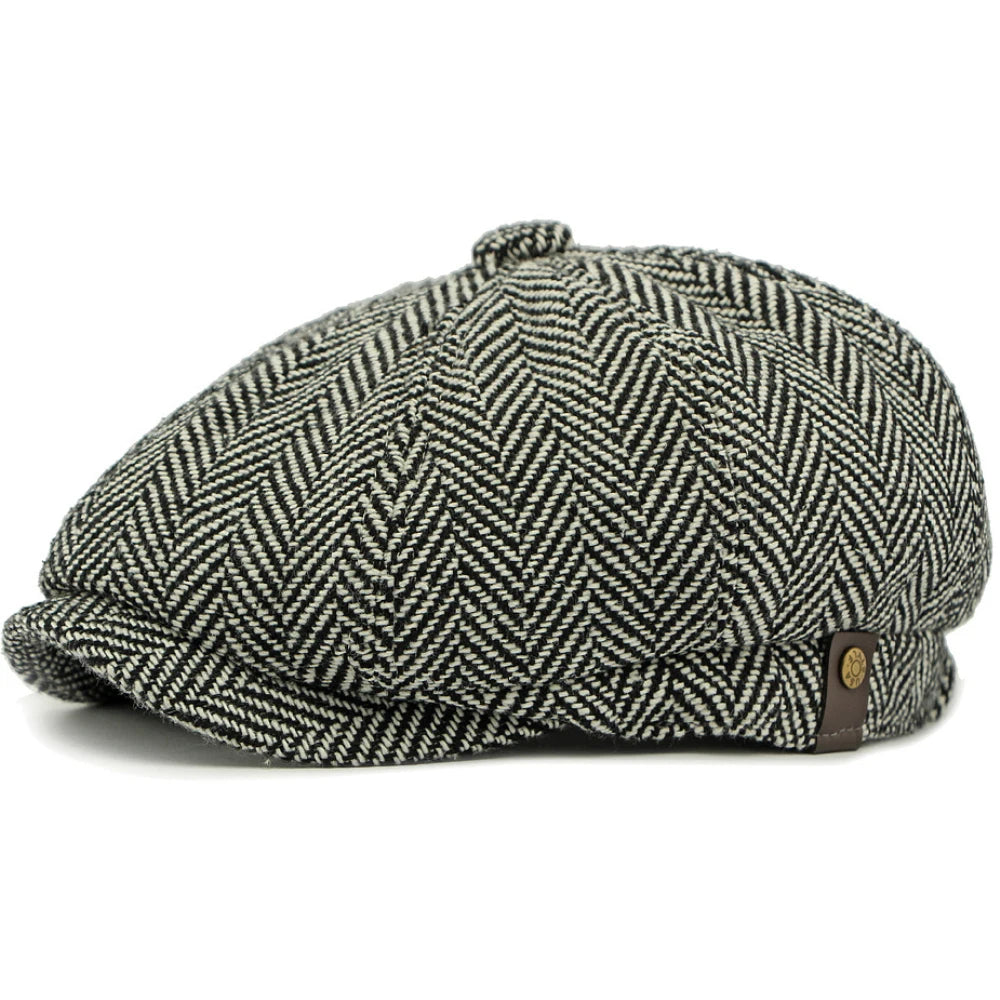 HT4835 Berets Autumn Winter Beret Hat Vintage Striped Octagonal Cap Male Female Ivy Flat Cap Artist Painter Adjustable Beret Cap
