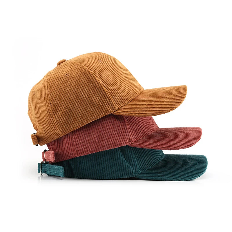 Corduroy Baseball Cap For Women Men New Cotton Solid Color Sunhat Sport Snapback Caps Autumn Warm Fashion Hip Hop Fishing Hat