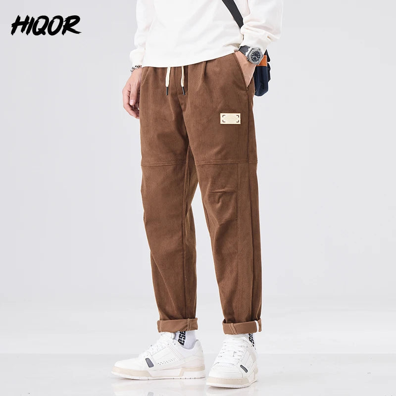 Autumn Winter Men Joggers Harem Pants Japanese Retro Corduroy Trousers Baggy Y2K Sweatpants Versatile 2025 Harajuku Clothe Trend