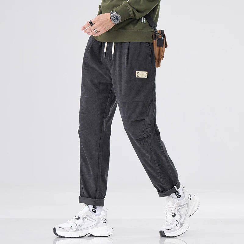 Autumn Winter Men Joggers Harem Pants Japanese Retro Corduroy Trousers Baggy Y2K Sweatpants Versatile 2025 Harajuku Clothe Trend