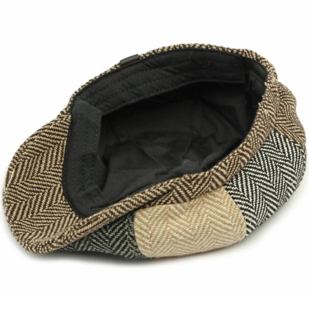 HT4835 Berets Autumn Winter Beret Hat Vintage Striped Octagonal Cap Male Female Ivy Flat Cap Artist Painter Adjustable Beret Cap