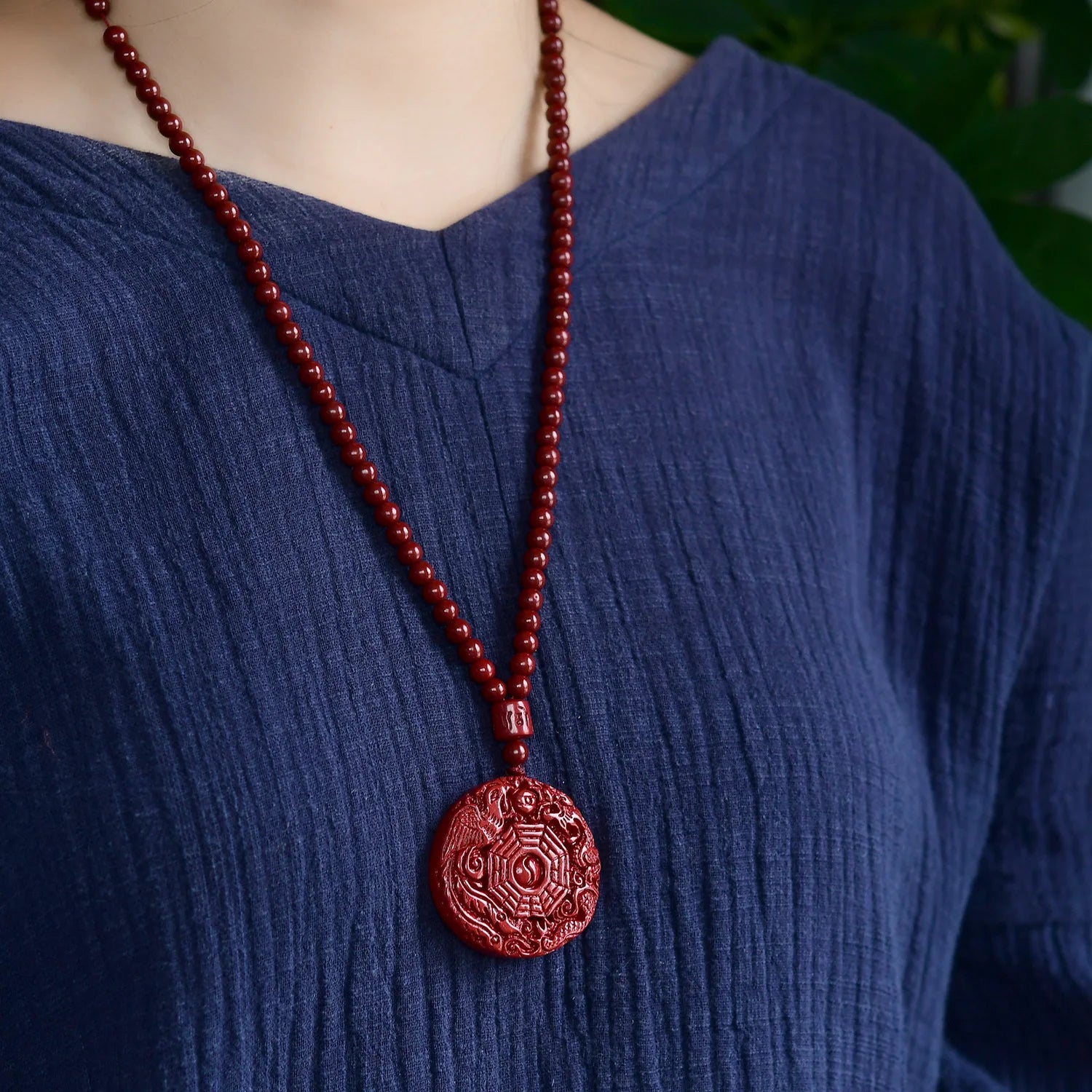 Crimson Lotus Medallion Necklace
