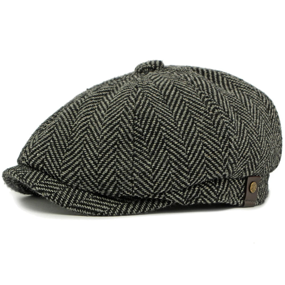 HT4835 Berets Autumn Winter Beret Hat Vintage Striped Octagonal Cap Male Female Ivy Flat Cap Artist Painter Adjustable Beret Cap