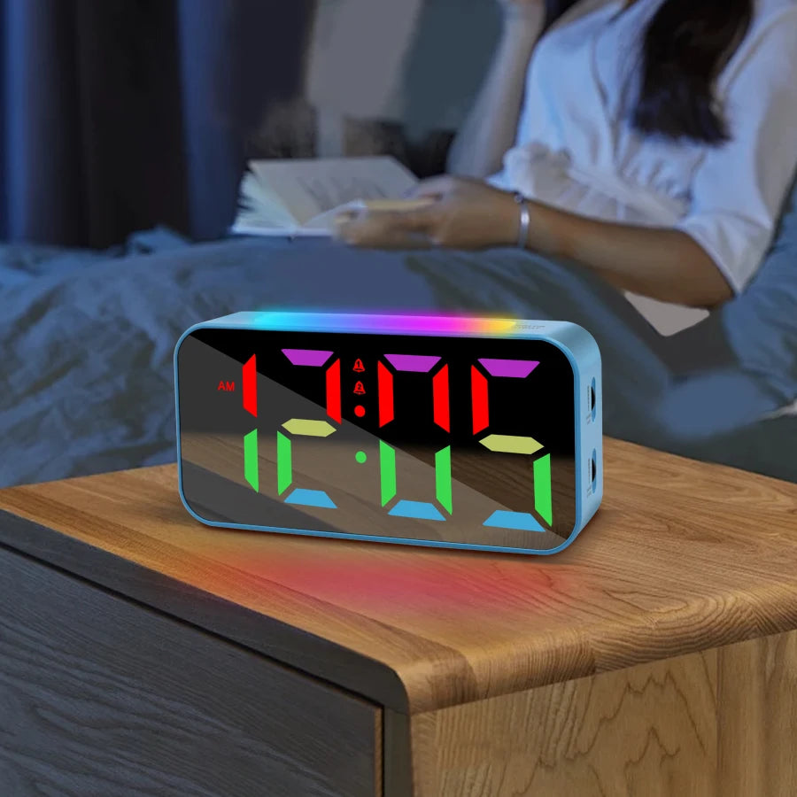 1pcRGB luminous electronic alarm clock ABS material indoor festival atmosphere light decoration type-c plug-in use