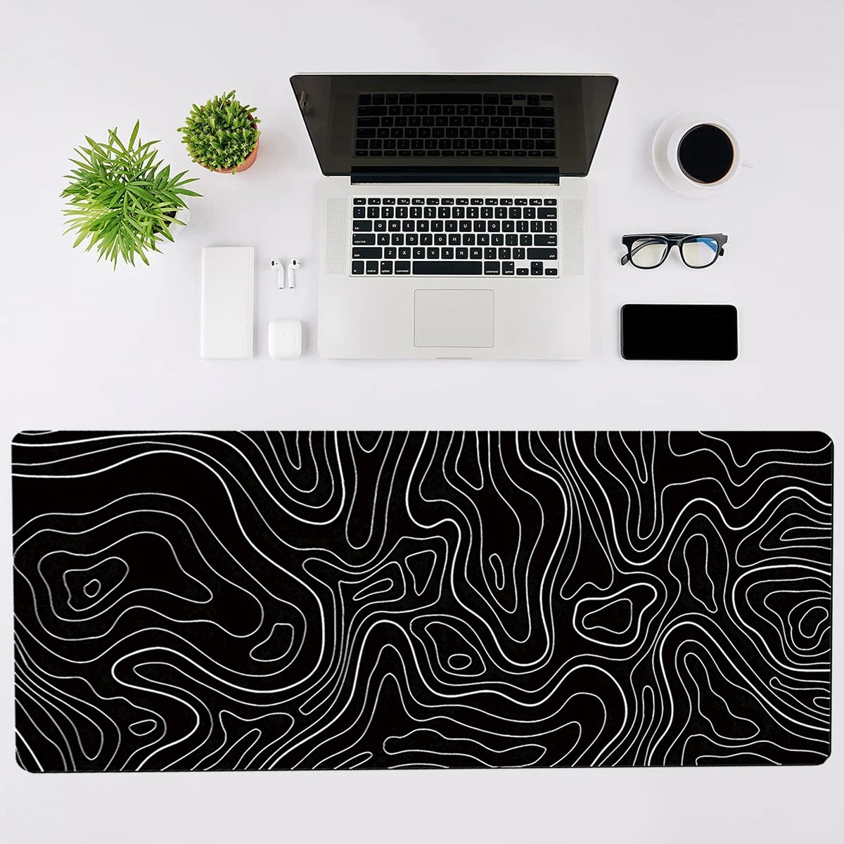 Topographic Black Desk Mat