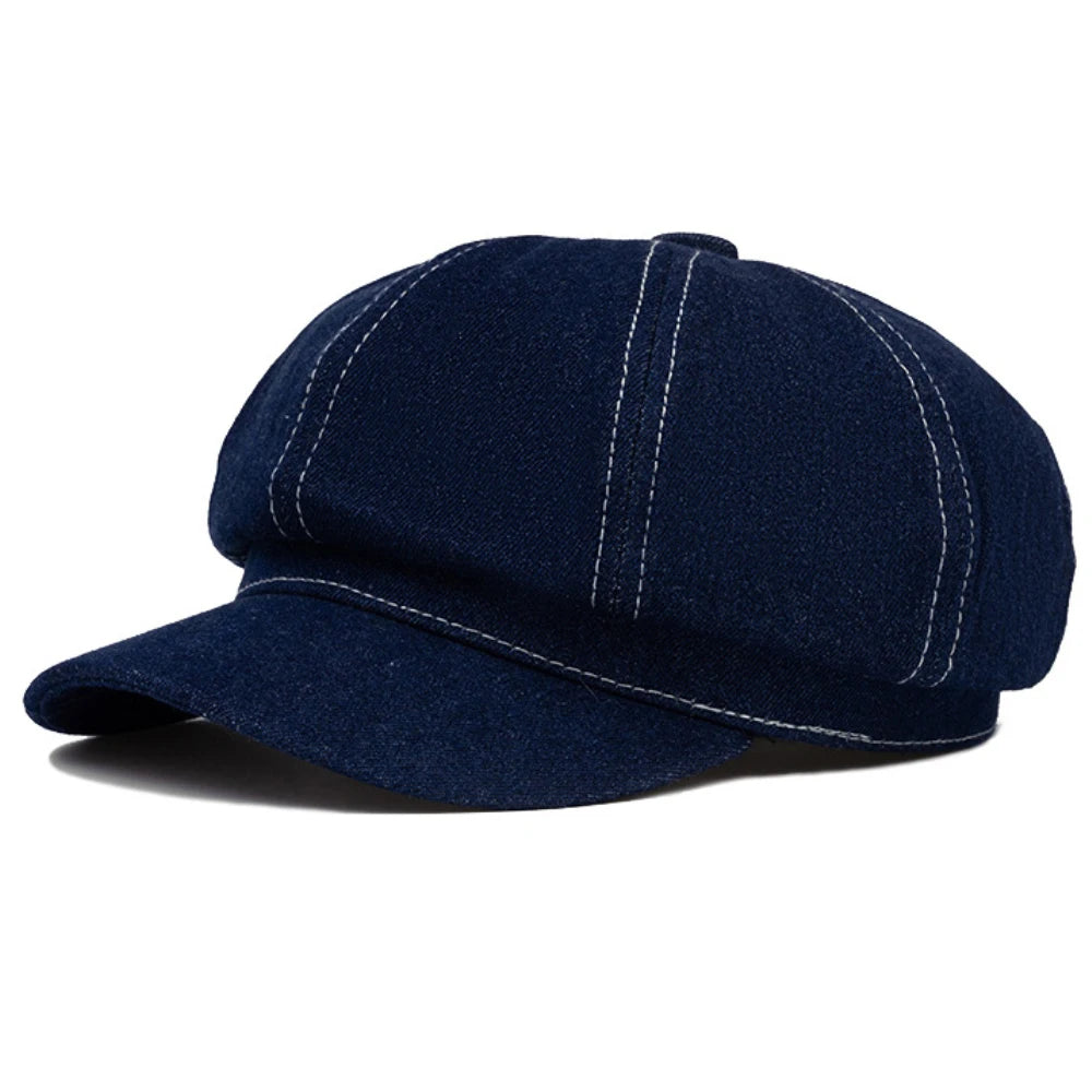 HT4401 New Berets for Women Men Cotton Denim Octagonal Cap Artist Painter Beret Hat Male Female Flat Cap Spring Autumn Beret Cap