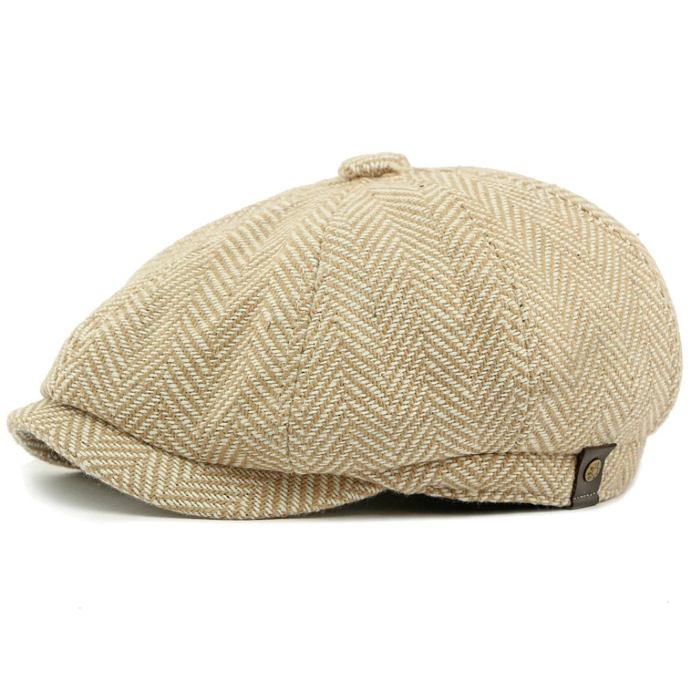 HT4835 Berets Autumn Winter Beret Hat Vintage Striped Octagonal Cap Male Female Ivy Flat Cap Artist Painter Adjustable Beret Cap