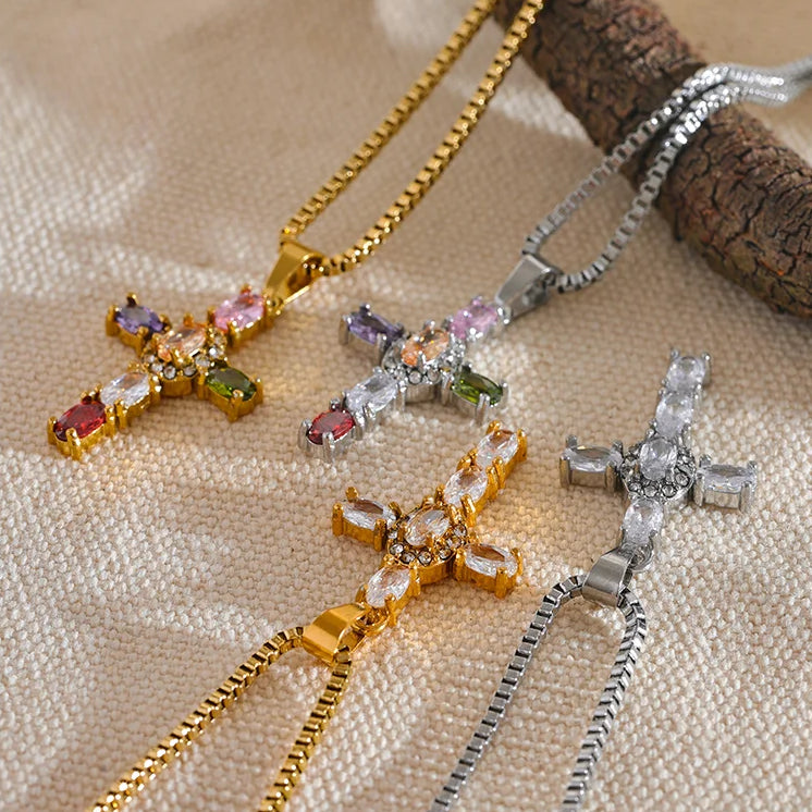 "Heavenly Fire" Cross Necklace