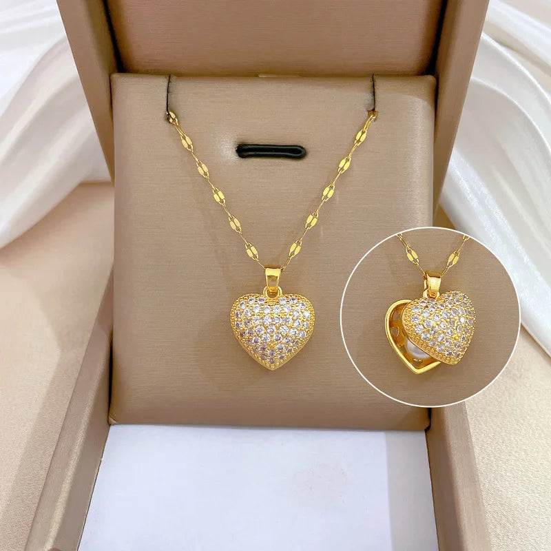 Heart & Shell Locket Gold Necklace