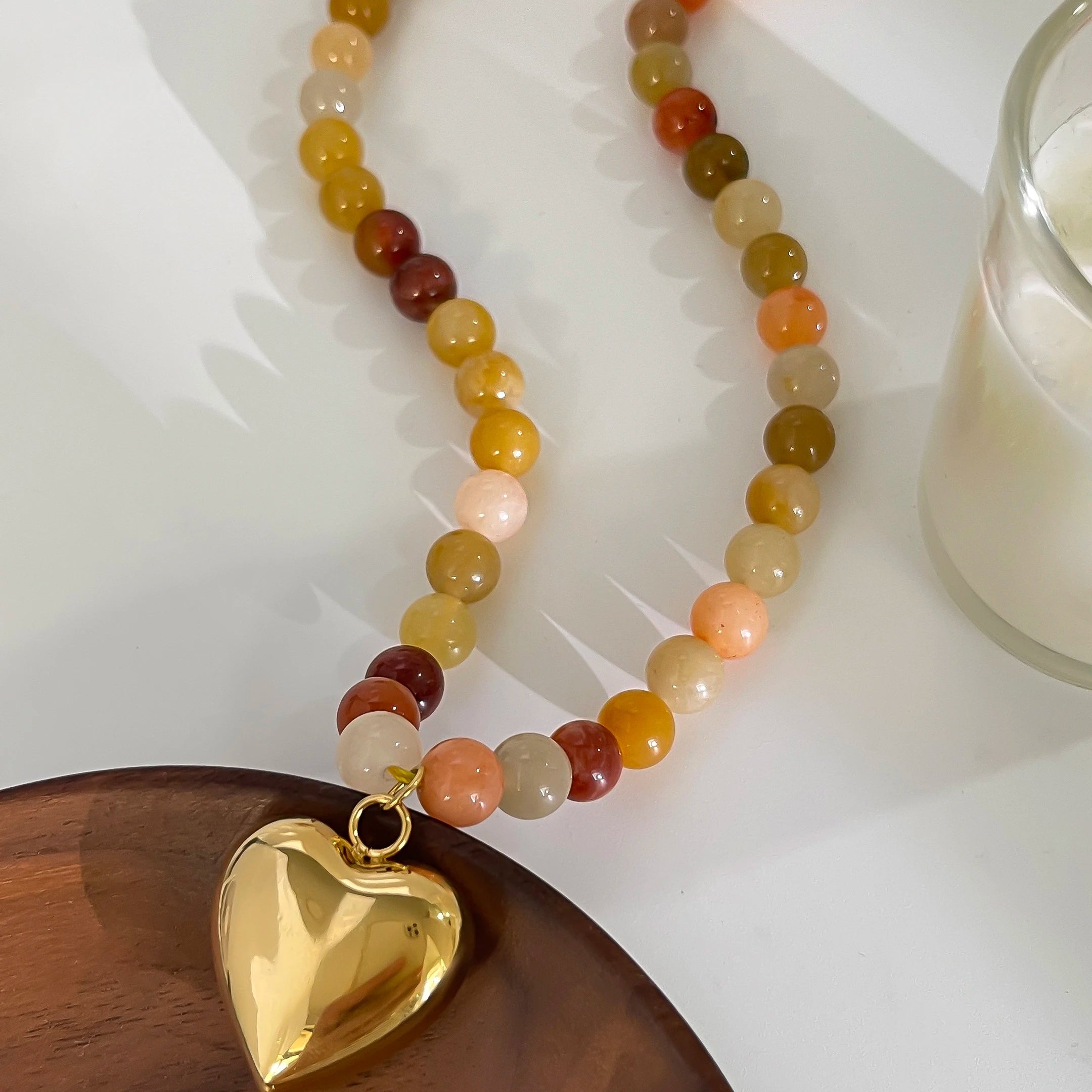 Aurora Stone Heart Necklace