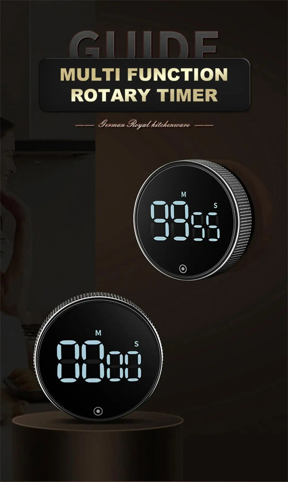 LED Digital Kitchen Timer Study Stopwatch Magnetic Electronic Cooking Countdown Clock LED Mechanical Remind Alarm Kitchen Gadget