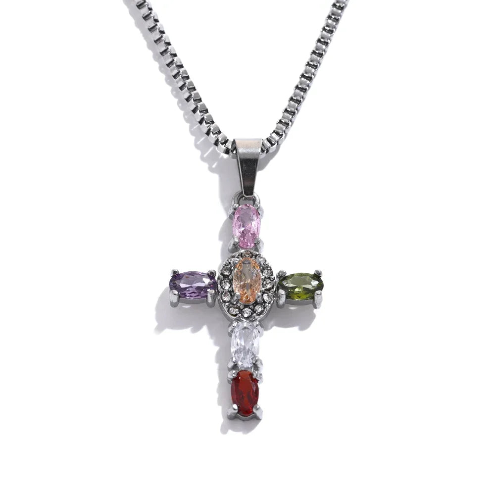 "Heavenly Fire" Cross Necklace