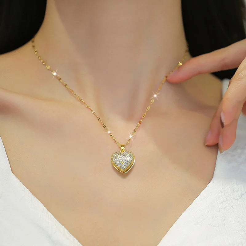Heart & Shell Locket Gold Necklace