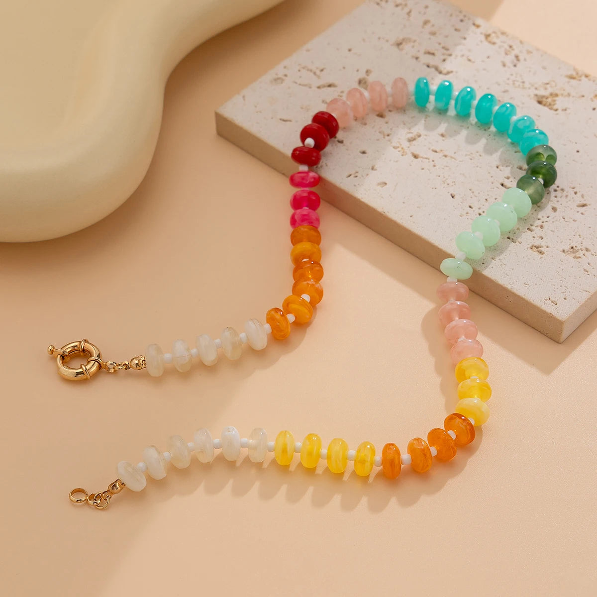 Lacteo Creative Mixed Color Acrylic Necklace for Women Romantic Adjustable Necklace Daily Party Birthday Jewelry Accessories New