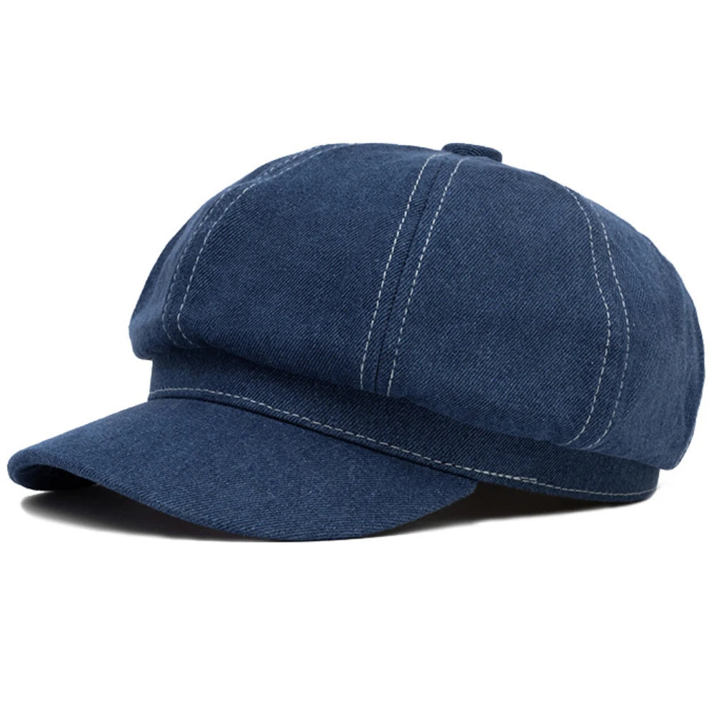 HT4401 New Berets for Women Men Cotton Denim Octagonal Cap Artist Painter Beret Hat Male Female Flat Cap Spring Autumn Beret Cap
