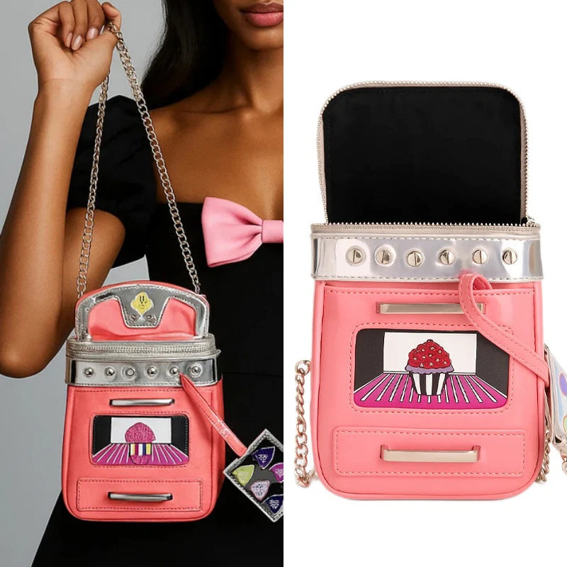 Fashionable Pink Crossbody Bag Brand Designer Phone Bag Cartoon Box Chain Shoulder Bag Mini Casual Small Square Bag Small Wallet