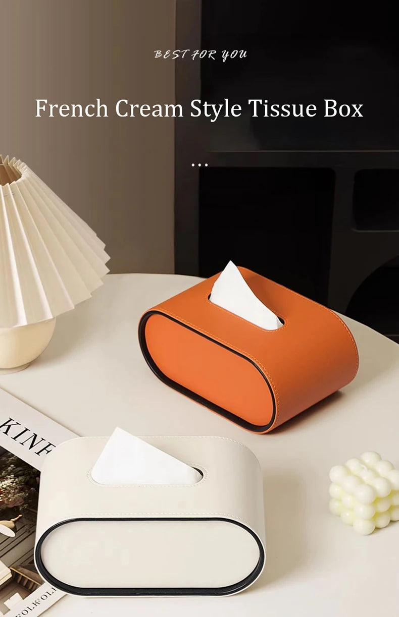 PU Leather Tissue Box With Storage Rack Home Decor Paper Holder Napkin Holder For Office Table, Countertop, Night Stand & More