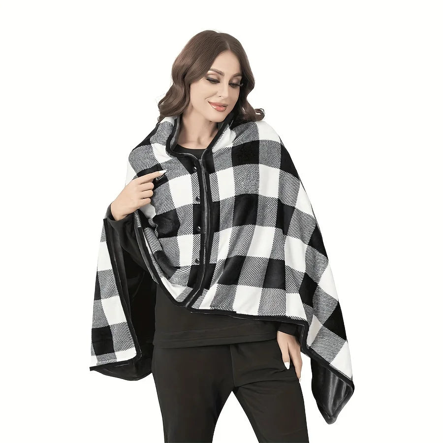 CozyPlaid Cape Poncho